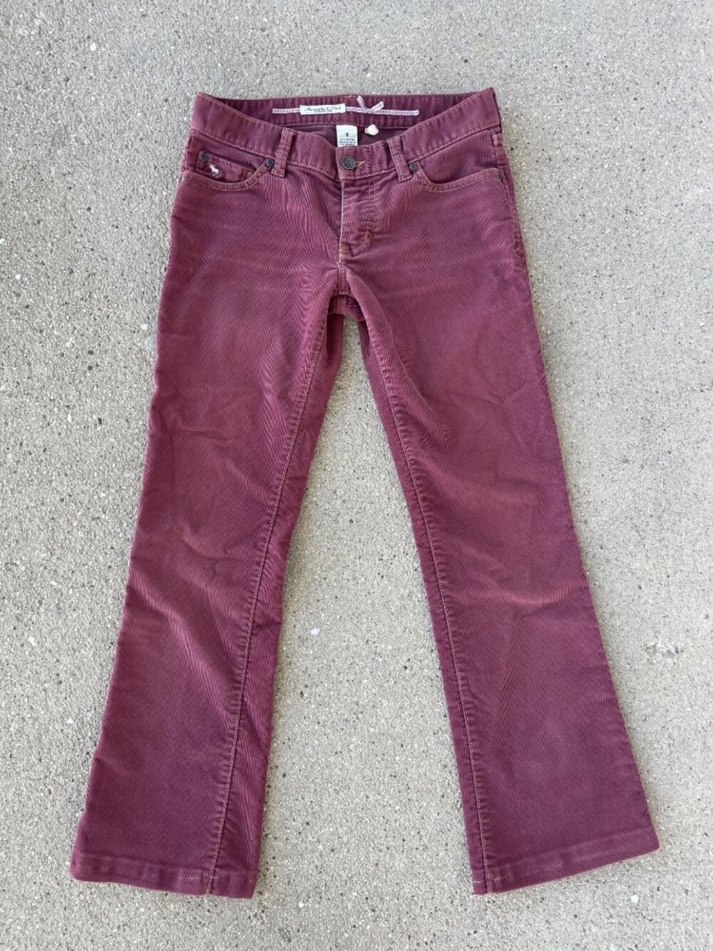 Vintage Abercrombie Rose Pink Corduroy Pants Stretch Women's 0 Low Rise Bootcut